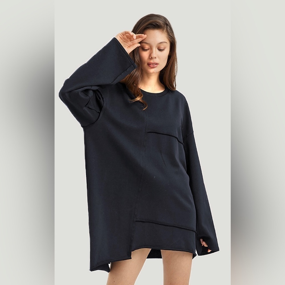 Nap Loungewear‎ Sz Medium Edgy Oblique Black Oversized Sweatshirt